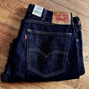 NWT Levi’s 505 Regular 38x30 mens dark wash denim jeans yellow stitching